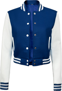 Chaquetas de béisbol Varsity de alta calidad para mujer, chaquetas universitarias de mujer con logotipo bordado de chenilla y forro de lana - Product Image 2