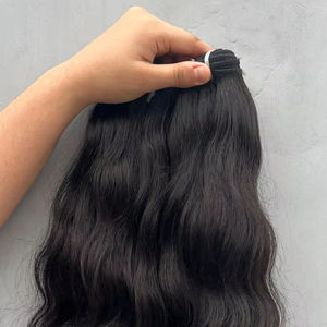 Donante indio 100% Extensiones de cabello ondulado Virgen sin procesar natural Crudo Suave Voluminoso Paquetes completos Color natural claro - Product Image 1