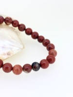 Joyería Fina Vintage Hecha a Mano, Pulseras de Moda con Cuentas de Plata de Ley 925 Maciza con Cabujón de Jaspe Rojo Natural de Corte Redondo