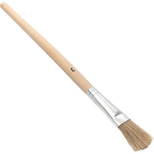 Pinceau émaillé NLLE à poils légers, en fer blanc, longueur 200 mm, largeur 15 mm, hauteur 5 mm, taille 2, manche en bois brut - Product Image 1