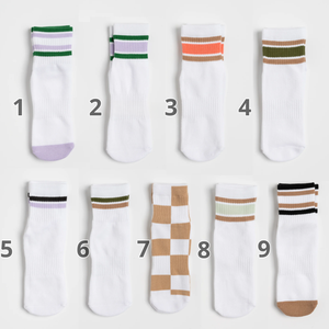 Chaussettes antidérapantes en tricot rayé de longueur mi-mollet pour femmes JUNZU pour le yoga et le Pilates - Spandex/Polyester/Coton Antibactérien - Product Image 6