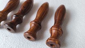 Custom Made Eco-Friendly <b>Wooden</b> Semicircle <b>Handles</b> Laser Engraved Logo Contemporary Design Polished Plating for Kitchen Drawer - Product Image 4