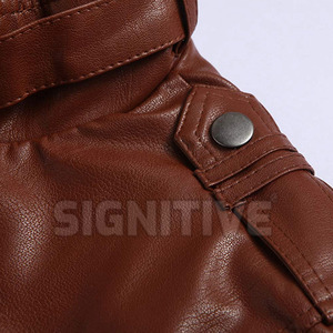 High Quality Custom Designed Men's Leather Jacket <b>Stand</b> Winter High Street Style Solid Color Quick Dry Breathable Custom Logo - Product Image 4