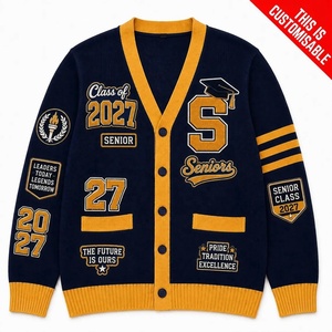 Cardigan universitaire personnalisé Fist Phi Sports USA |   Pull en acrylique à manches longues avec logo d'école brodé, nom et année - Product Image 1