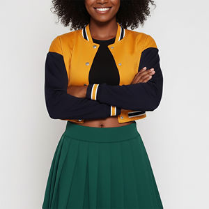 Chaqueta Universitaria Corta Informal de Moda Urbana, Chaqueta de Manga Larga para Mujer, Chaquetas Universitarias Informales Personalizadas - Product Image 4