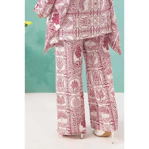 Traje de dos piezas con estampado floral y cuello mandarín alto, cremallera, talla grande, formal, elegante, para el día a día, para el hogar, XS-6XL, TL-62013 - Product Image 2