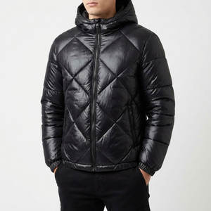 Fabricant sur mesure de doudounes brillantes imperméables en duvet d'oie, manteau d'hiver à capuche, veste thermique pour homme, OEM/ODM - Product Image 1
