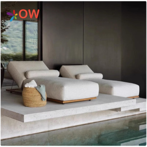 مجموعة أثاث للفنادق تشمل كراسي استلقاء للشاطئ والحدائق الخارجية، أسرّة شمسية خشبية لحمامات السباحة - Product Image 2