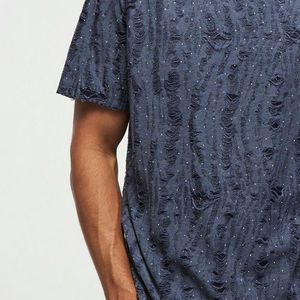 Vente en gros T-shirt épais T-shirt vierge de détresse surdimensionné pour hommes T-shirt de taille décontractée T-shirts personnalisés de taille surdimensionnée pour hommes - Product Image 3