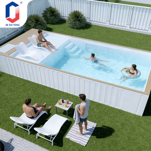 สระว่ายน้ำคอนเทนเนอร์เกรดเชิงพาณิชย์ขนาด 40 ฟุต พร้อมกระเบื้องปูพื้น ระบบกรองน้ำ ปั๊มกรอง สำหรับรีสอร์ท บ้านพักอาศัย สนามหลังบ้าน ใช้งานกลางแจ้งขนาดใหญ่ - Product Image 1