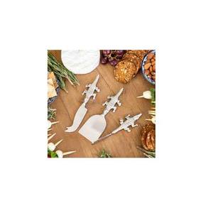 Haute qualité argent poli lame fromage outils Cutter beurre épandeur fourchettes en relief Crocodile Design poignée fromage couteau ensemble - Product Image 1