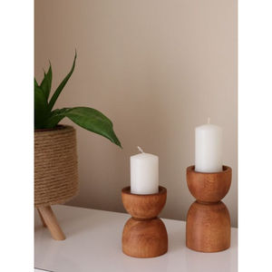 Bougeoir en bois brun de qualité supérieure lot de 3 bougeoirs en bois vente en gros accessoires d'éclairage à la maison à un prix abordable - Product Image 5