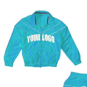 ชุดเซ็ตเสื้อแจ็คเก็ตวินด์เบรกเกอร์แบบสองชิ้น ตัดต่อผ้า ซิปหน้า ไนลอน โพลีเอสเตอร์ สตรีทแวร์ แทรคสูท ผู้ชาย ชุดวินด์เบรกเกอร์ขาสั้น - Product Image 3