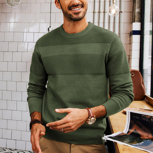 Vente en gros de nouveaux pulls pour hommes de couleur unie au design personnalisé à la mode d'automne coupe régulière manches longues col rond de haute qualité - Product Image 3