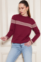 Blusa de Punto a Rayas de Manga Larga con Cuello Redondo para Mujer, Camiseta Cómoda y Elegante, Transpirable, a Rayas, de Alta Calidad, Servicio OEM