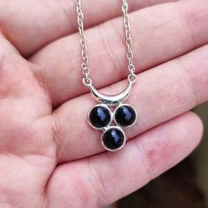 Handmade 925 Solid Sterling Silver Pendant <b>Locket</b> Chain Necklace with Black Onyx Boho Style Moon Shape Women's Gift - Product Image 2