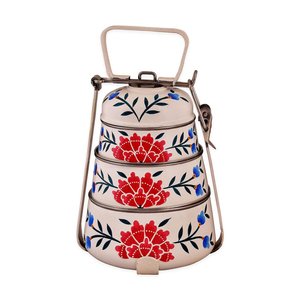 King <b>Stainless</b> <b>Steel</b> Traditional Chinese Tiffin Box for <b>Food</b> Portable Handle Lunch Box <b>Food</b> <b>Container</b> 3 Layers - Product Image 3