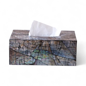 Caja de pañuelos clásica hecha a mano con incrustaciones de nácar natural, soporte decorativo ecológico de Vietnam - Product Image 1