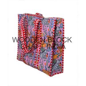 Sac fourre-tout en coton imprimé à la main en Inde, tendance, 100% coton, nouveau style, sac de marché, cadeau pour elle - Product Image 4