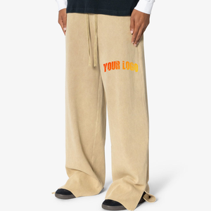 Pantalones Deportivos Anchos de Alta Calidad para Hombre, 100% Algodón, Tejido Térmico, Estilo Holgado, con Logotipo Impreso y Lavado Personalizado - Product Image 1