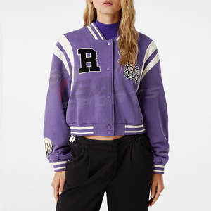 Chaqueta Varsity Letterman para Mujer, Estilo Vintage, Tejido de Punto, Personalizable, Talla 5XL, Tela Estampada, Relleno de Algodón, Venta al Por Mayor - Product Image 2