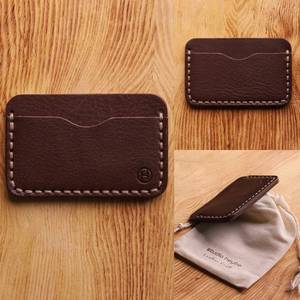 Venta al por mayor de fábrica, tarjetero Vintage de cuero genuino Delgado, logotipo personalizable, función RFID, sin cierre para tarjetas de identificación - Product Image 3