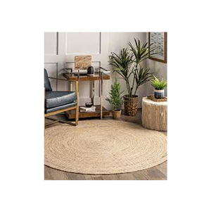Tapis tressé rond brodé à la main en jute biologique Design classique pour la maison, l'hôtel, le bureau ou l'espace de prière Tapis et ensembles - Product Image 1