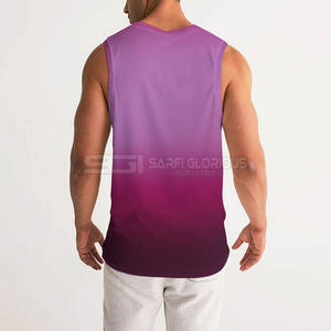 Sublimated high quality <b>men</b> tank top <b>singlet</b> gym workout fitness breathable sleeveless cotton spandex bulk wholesale factory - Product Image 3