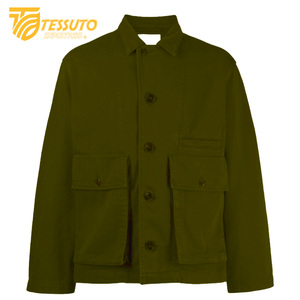 Veste en jean 100% coton tissée en satin pour hommes, vêtements de travail style rue haute, veste décontractée en jean pour hommes, manteaux en laine teintée sur mesure - Product Image 6