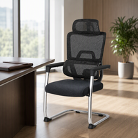 Chaise de bureau exécutive en maille avec appui-tête, ergonomique, pour visiteurs, sur base chromée, idéale pour les zones de réception – Vente directe usine