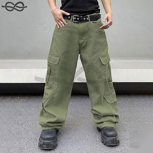 Jeans cargo baggy décontracté à la mode pour hommes, pantalon cargo en denim avec poches et jambes larges, style urbain tendance, confort et durabilité - Product Image 4