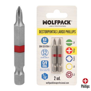 Destorpuntas Largos Phillips N. 0 (2 Pezzi) Acciaio S2 al Cromo Vanadio - Product Image 1