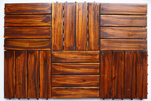 Azulejo de cubierta de enclavamiento de madera de Acacia de 4 listones moderno Premium de 12mm de espesor para balcón al aire libre sótano cocina uso textura suave - Product Image 5