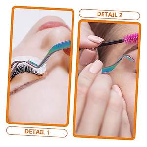 Pince à cils avec peigne Outil à cils brosses à cheveux pour femme Peigne à cheveux Applicateur de cils ergonomique en acier inoxydable - Product Image 2