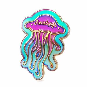 Insignes de broche en émail plaqué arc-en-ciel anodisé mignon de méduses personnalisées - Product Image 4