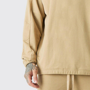 <b>Men</b> Casual Oversized Hooded <b>Pullover</b> Hoodie Solid Knitted Fleece Sweatshirt Winter Streetwear Screen Printed Custom Logo - Product Image 2