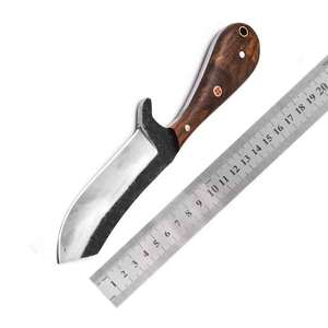 Couteau coupe-taureau en acier inoxydable fait à la main manche en bois couteaux de Cowboy de Camping en plein air avec gaine en cuir crêpe - Product Image 6