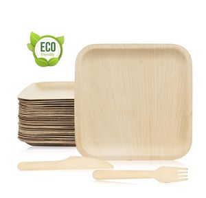 Vaisselle en feuilles d'arec naturelles, assiettes compostables en feuilles de palmier et plateaux de service de style feuille de banane, fournitures de fête durables - Product Image 4