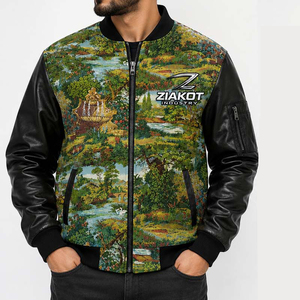 ZIAKOT Men's Bomber <b>Jacket</b> Polyester/Cotton <b>Fleece</b> <b>Lined</b> Breathable Pullover V-neck Casual Winter Style Varsity <b>Jacket</b> Vintage - Product Image 1