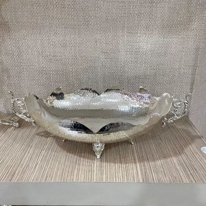 Bol de service à double poignée en argent de luxe, vaisselle de qualité supérieure pour les repas en famille, l'affichage festif et les événements spéciaux - Product Image 1