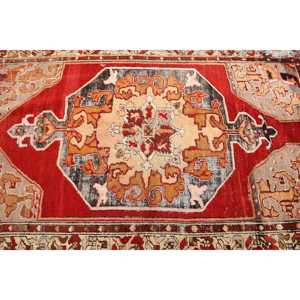 4.3x7 ft Turkish Rug, Vintage Area Rug, Red Brown Striped Rug - Product Image 3