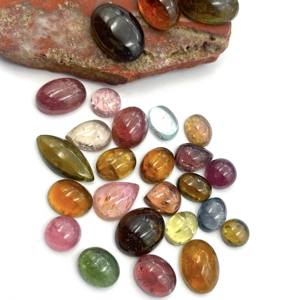 Cabochon Multi Tourmaline Mix Taille et Forme Cabochon de pierres précieuses en vrac 2-115mm Tourmaline naturelle pour la fabrication de bijoux - Product Image 5