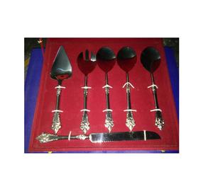 Cubiertos de acero inoxidable con acabado dorado brillante, juego de cubiertos de diseño de mango único para 6 paces, Metal de alta calidad - Product Image 2