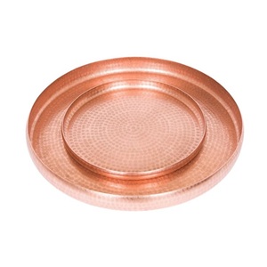 Plateau rond en cuivre martelé, qualité supérieure, plateau de designer, taille personnalisée, vente en gros, nouveau plateau de service en cuivre - Product Image 6