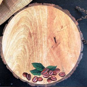 Corteza de efecto madera Producto de Venta caliente Bandeja de servicio de corteza de árbol de 10 pulgadas 3 Losa de madera redonda 3 - Product Image 5