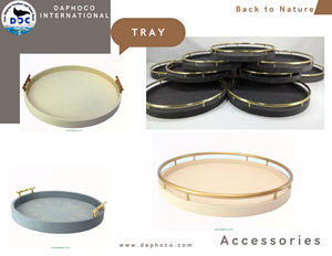DAPHOCO Model 037 Commercial Grade Shagreen <b>Round</b> <b>Serving</b> <b>Tray</b> with Handles for Tea Coffee Home Decor - Product Image 6