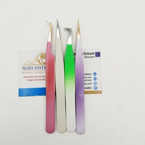 Pinces à extensions de cils, forte adhérence, pointe en fibre, acier inoxydable, pinces à cils durables - Product Image 2