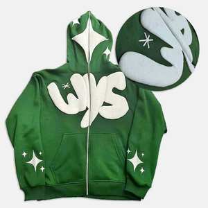 A granel 100% algodón Puff impresión Streetwear Full Zip 3D Puff estampado peso pesado Sudadera con capucha Bold Raised Graphic Streetwear 2025 - Product Image 6