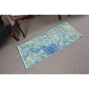 Classique Bleu Vert 1.6 X 3.4ft Patchwork Tapis Turc Grande Surface Laine Viscose Couloir Rectangulaire pour Entrée Nouveau Modèle Latex - Product Image 2