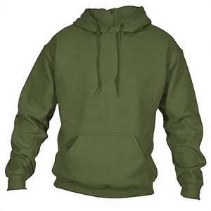 Sudadera con Capucha para Hombre, Color Verde Oliva, Corte Regular, Felpa de Algodón, Diseño Casual de Color Sólido con Bolsillos, Ropa de Otoño - Product Image 1